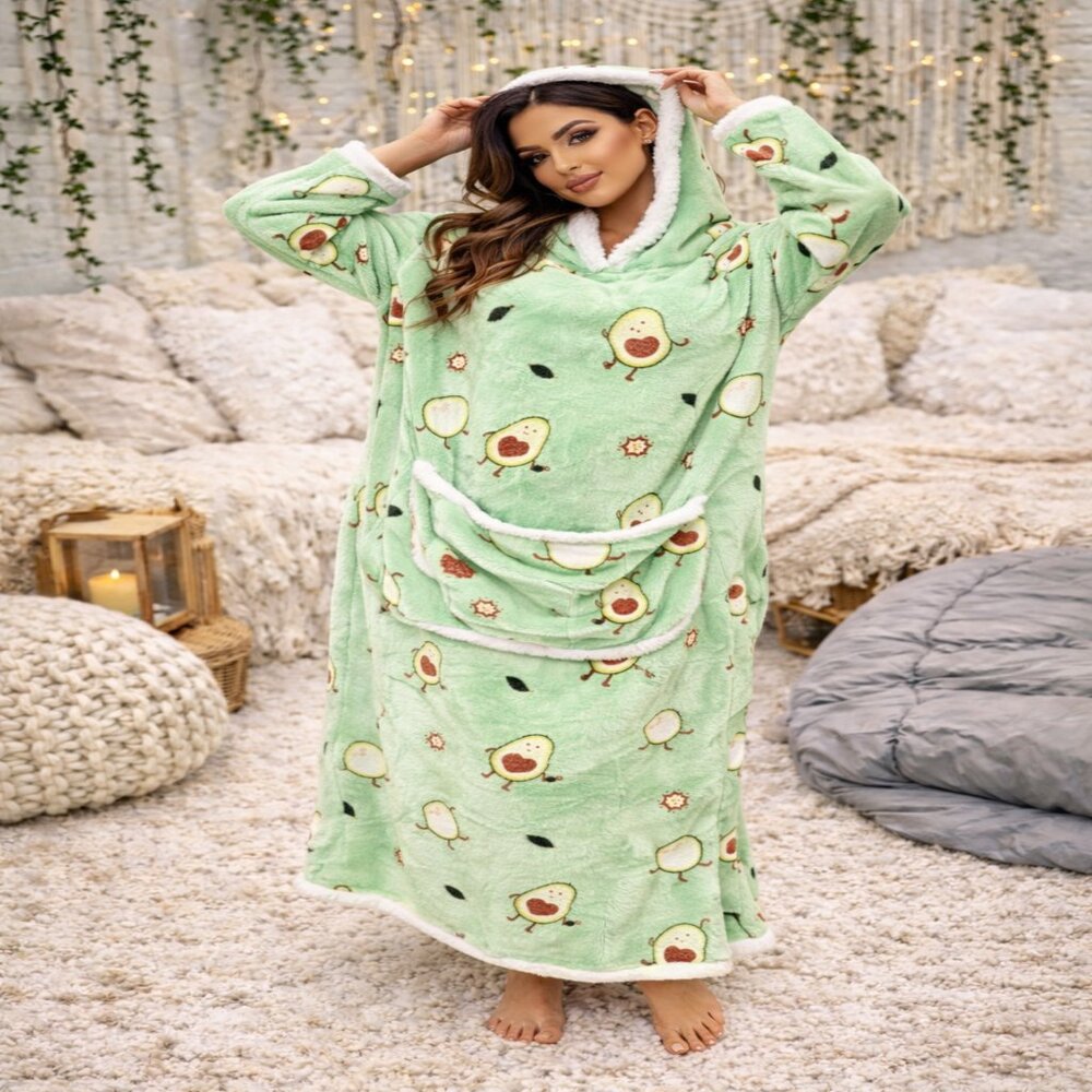 Avocado Hoodie Blanket Sweatshirt Sherpa Oversized Cozy Lounger Pajamas
